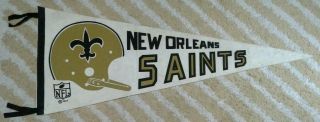 Vtg Orleans Saints Single One 1 Bar Full Size Nfl Football Pennant 1967