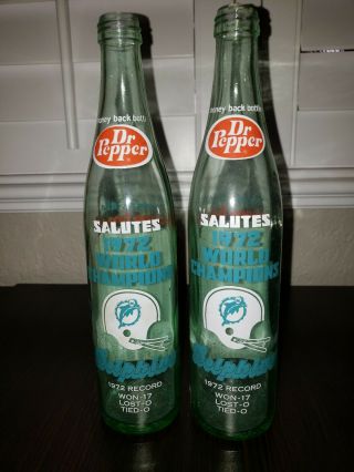 Vintage Dr.  Pepper 1972 Miami Dolphins/orange Bowl World Champions Bottles 2