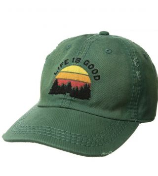 Life Is Good Unisex Sunwashed Chill Cap Outdoor Lig,  Forest Green,  One Size