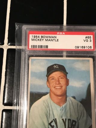 1954 Bowman Mickey Mantle PSA 3 VG Card 65 York Yankees 2
