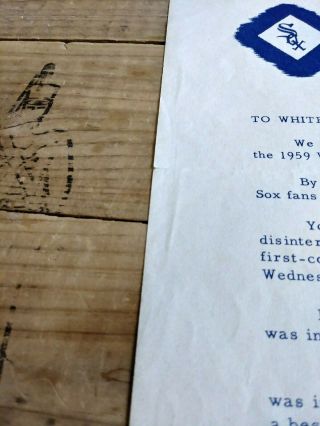Vintage 1959 CHICAGO WHITE SOX World Series Letter to fans BILL VEEK facsimile 3