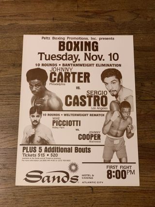 Rare 1981 Onsite Johnny Carter Vs.  Sergio Castro Vintage Boxing Poster