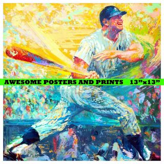 Mickey Mantle Ny Yankees Leroy Neiman Signed Reprint Poster 13 " X13 "
