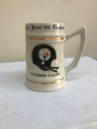 1978 Pittsburgh Steelers Bowl Xiii Champions Ceramic Beer Stein Rare Mug