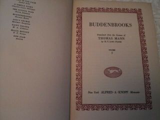 Thomas Mann Buddenbrooks (1924) First American Edition - Volume One Only