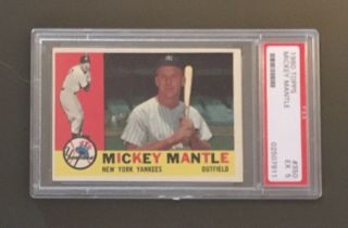 1960 Topps 350 Psa 5 Ex Mickey Mantle York Yankees Hof