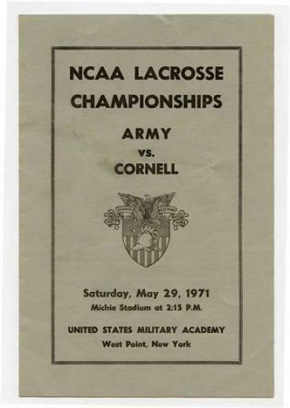 Ncaa Lacrosse Championships Program Army Vs Cornell May 1971 Usma West Point