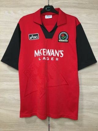 Blackburn Rovers 1995 - 1996 Away Football Soccer Asics Vintage Shirt Jersey Sz L