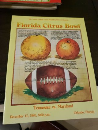 1983 Florida Citrus Bowl Football Program University Of Tennessee Vs Maryland