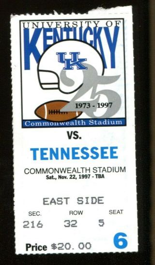 1997 Tennessee Vols V Kentucky Football Ticket 11/22 Peyton Manning 54765