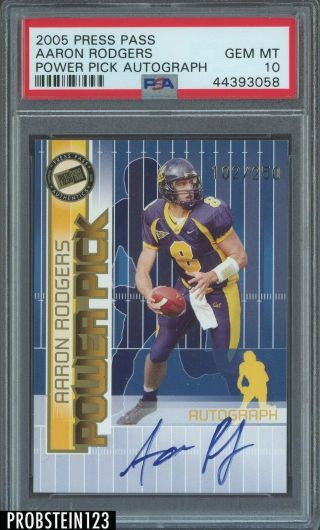 2005 Press Pass Power Pick Aaron Rodgers Packers Rc Rookie Auto /250 Psa 10