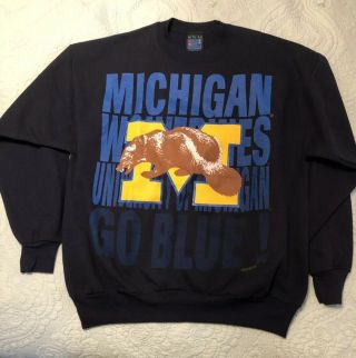 Vintage Michigan University Wolverines Sweatshirt With An Attitude Made In Us Xl