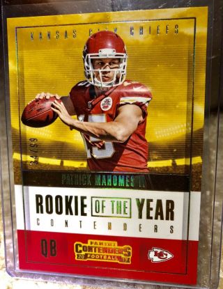 2017 Panini Contenders Patrick Mahomes Ii Rookie Rc Roy Gold /99 Chiefs Psa 10?