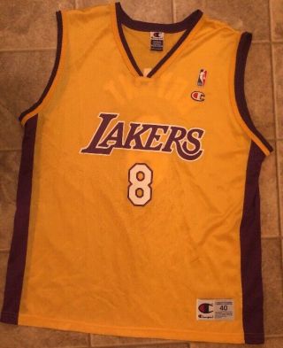 Kobe Bryant Champion Jersey Los Angeles Lakers Yellow Purple Size 40 Large