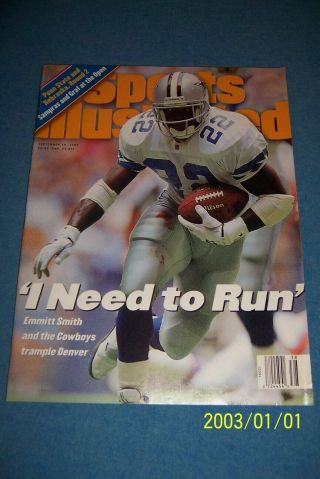 1995 Sports Illustrated Dallas Cowboys Emmitt Smith Newsstand No Label Need Run