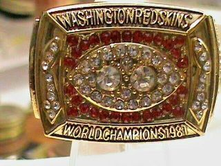1987 N.  F.  L.  Washington Redskins Bowl Championship Ring Heavy Gold Plate Fi