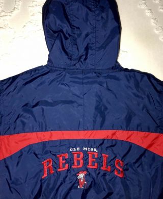 Vintage Ole Miss Rebels Colonel Reb Ncaa Youth Large Windbreaker Jacket Boys