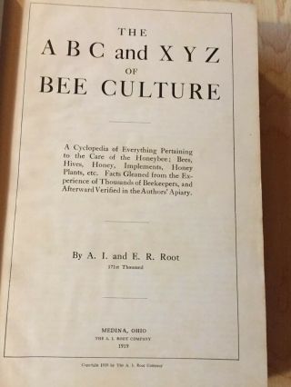 ABC and XYZ of Bee Culture 1919 Beekeeping Encyclopedia A.  I.  Root. 3