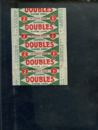 1951 Topps Baseball Card Wax Pack Wrapper Doubles Playing Red Back