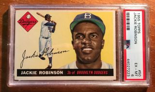 Jackie Robinson 1955 Topps 50 Brooklyn Dodgers Hof Psa 6 Ex To Near.