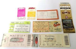 8 Phillies Ticket Stubs 1976 - 2003 Vs Pirates Cubs Giants Orioles Brewers