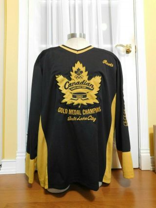 Roots 2002 Black Team Canada Olympic Gold Medal Champions Hockey Jersey Size Xxl