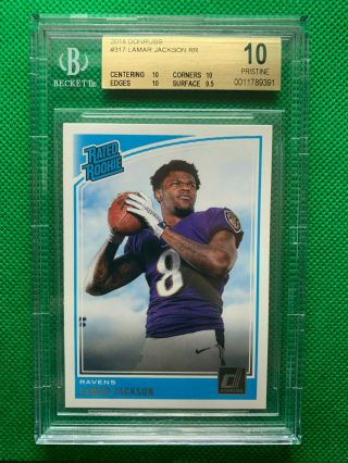 The Only Bgs 10 Pristine 2018 Donruss Lamar Jackson Rated Rookie Rc - 5 Day Only