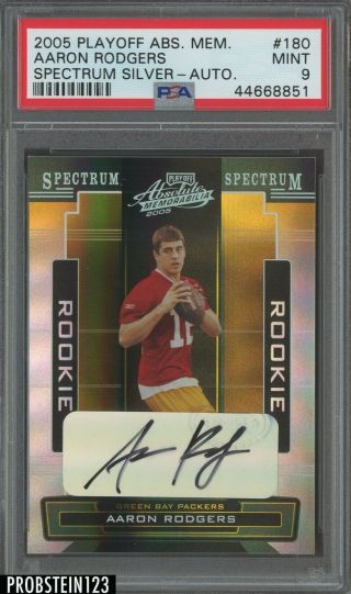 2005 Playoff Absolute Spectrum Silver Aaron Rodgers Packers Rc /249 Psa 9