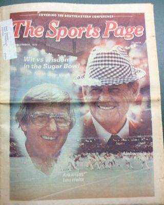 1979 Alabama Crimson Tide “the Sports Page” Coach Paul “bear” Bryant Cover Photo