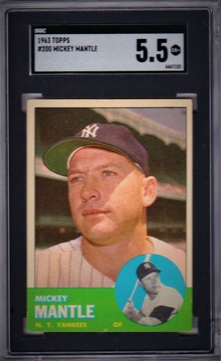 1963 Topps Mickey Mantle 200 Sgc 5.  5 High End Centered Eye Appeal Sharp