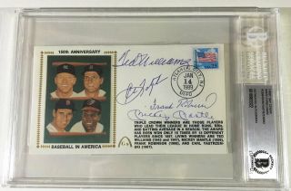 Mickey Mantle,  Ted Williams,  Yastrzemski & Robinson Signed 1st Day Cover Bgs