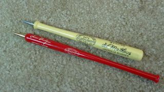 2 OLD Tom Bridges Detroit Tigers/Ed Mathews Baseball Bat mechanical pencils 3