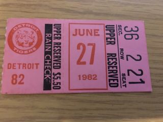 Baltimore Orioles - Tigers June 27 1982 Ticket Stub Cal Ripken Streak Gm 25