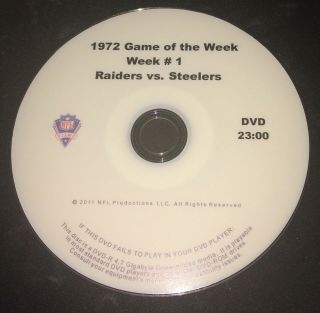1972 Nfl Game Of The Week 1 Raiders Vs Steelers Dvd Nfl Films