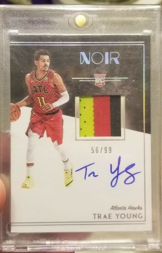 2018 - 19 Panini Noir Trae Young Hawks Rpa Rc 3 - Color Patch Auto /99