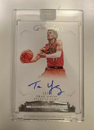 Encased 2018 - 19 Flawless Rookie Autographs Trae Young /25 On Card Auto