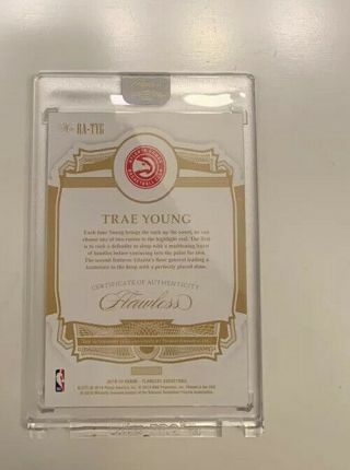 Encased 2018 - 19 Flawless Rookie Autographs Trae Young /25 On Card Auto 2
