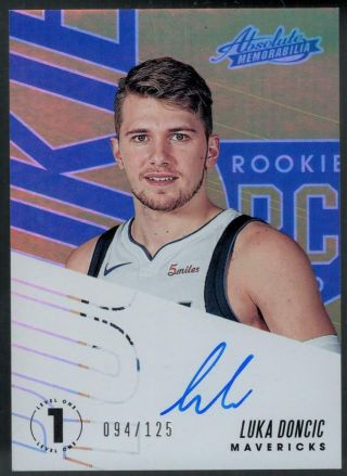 2018 - 19 Luka Doncic Panini Absolute Memorabilia Rookie Card Auto Signed Rc /125