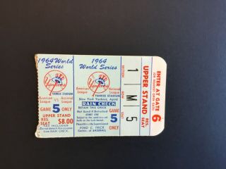 1964 World Series Game 5 Ticket Stub (cardinals Vs Yankees) Gibson 10ip Cg 13so