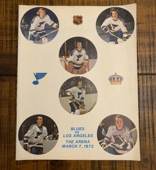 St.  Louis Blues V.  Los Angeles La Kings Nhl Program 3/7/1972 Complete