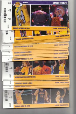 2013 - 14 Los Angeles Lakers Season Ticket Set Stubs Kobe Bryant Gasol Nash 43 Tix