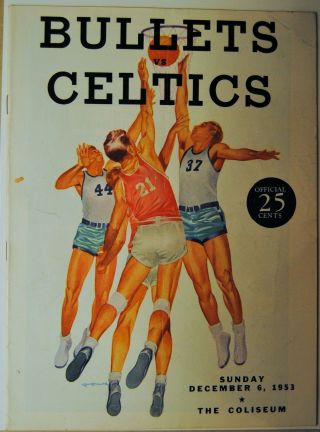1953 Boston Celtics Vs Baltimore Bullets Basketball Program - Bill Sharman