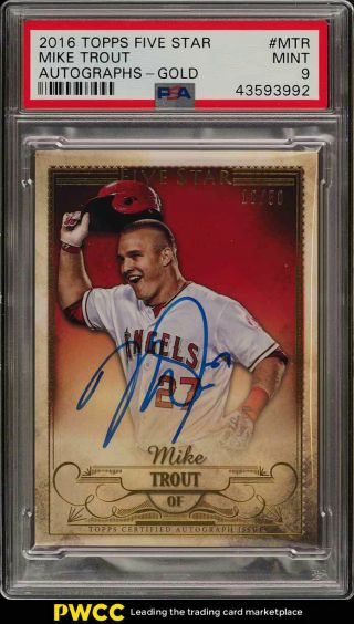2016 Topps Five Star Gold Mike Trout Auto /50 Mtr Psa 9 (pwcc)