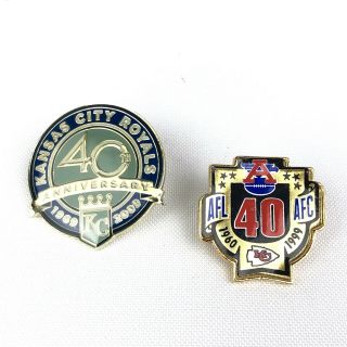 Kansas City Chiefs 40th 1960 - 1999 Kc Royals 1969 - 2009 Anniversary Lapel Hat Pins