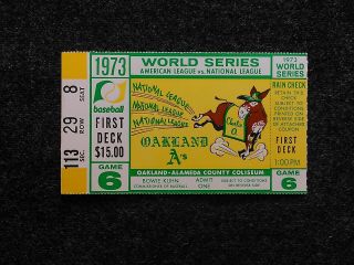 World Series Ticket 1973 Oakland A 