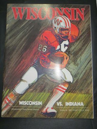 1983 University Of Wisconsin Badgers Football Program Vs Indiana Hoosiers
