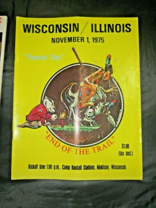 1975 University Of Wisconsin Badgers Football Program Vs Illinois