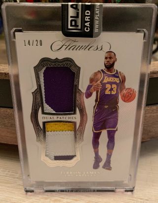 2018 - 19 Panini Flawless Lebron James Dual Patch 16/20 Los Angeles Lakers