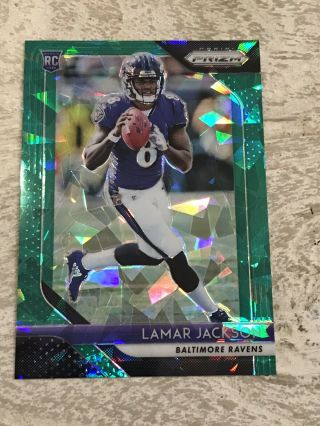 Lamar Jackson 2018 Prizm Rookie Rc Green Crystals Sp 7/75 - Invest Now