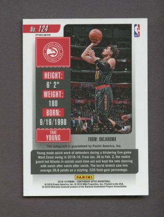 2018 - 19 Contenders Optic Rookie Ticket Blue Trae Young Hawks RC AUTO /99 2